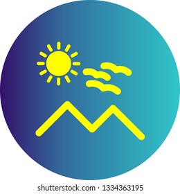 mountain with sun vector icon 