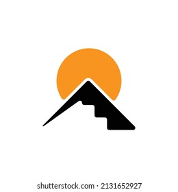mountain with sun vector logo design