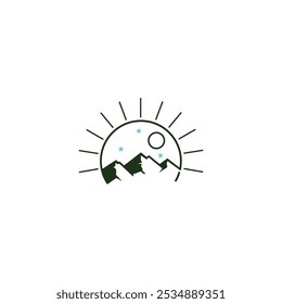  Mountain sun vector logo template design