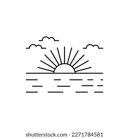 Berg, Sonne, Welle, Ozean, Sommersymbol