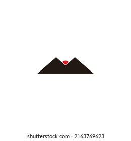 Mountain and sunrise geometric symbol simple logo vector