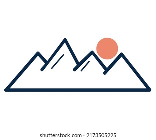 Diseño de la impresión vectorial de la línea del amanecer de montaña. Material gráfico de impresión de montaña para prendas de vestir, pegatinas, carteles, antecedentes y otros.