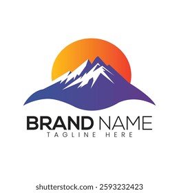 Mountain Sunrise Logo Design Brand Identity Nature Peak Sunset Graphic