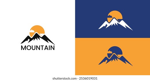 Elemento de diseño del logotipo de la salida del sol de la montaña