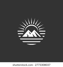 Mountain sunrise logo design element
