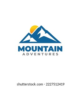 Mountain sunrise logo design vector
