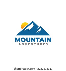 Mountain sunrise logo design vector