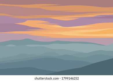 mountain and sunrise scenery vector