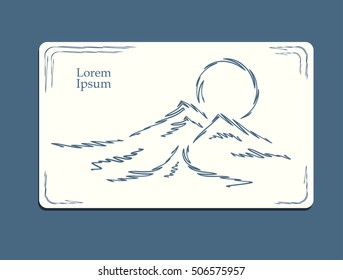 Mountain sunrise sketch landscape vector illustration