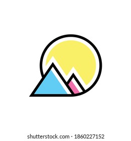 Mountain with sunrise vector illustration template