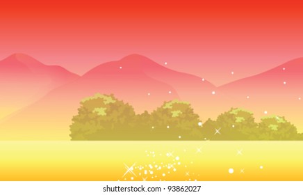 Mountain and sunset