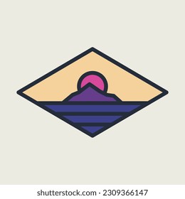 Mountain and sunset graphic illustration vector art t-shirt design