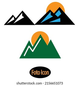 Mountain with sunset icon.Vector illustration eps10