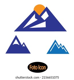 Montaña con icono de puesta de sol.Ilustración vectorial eps10