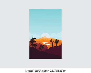 Mountain and sunset illustration new 