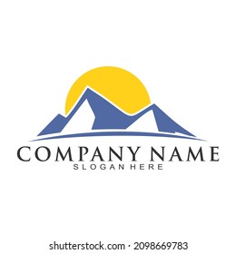 Mountain and sunset illustration vector logo