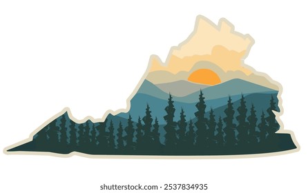 Mountain Sunset Landscape with Forest Silhouette Sticker