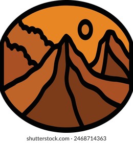 mountain sunset with monoline art