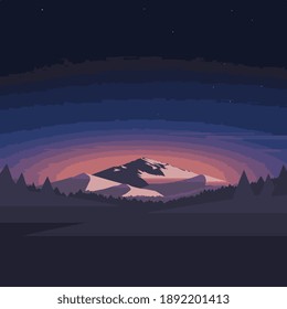 mountain sunset night vector art