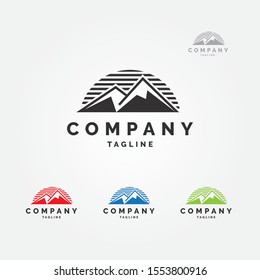 Mountain sunset one color logo vector illustration brand