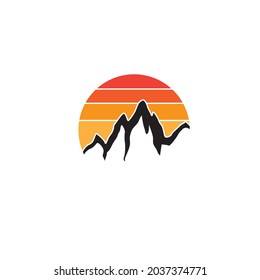 MOUNTAIN SUNSET RETRO LOGO VECTOR ICON SYMBOL ILLUSTRATION MINIMALIST DESIGN