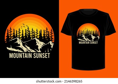 Mountain sunset retro vintage t shirt design