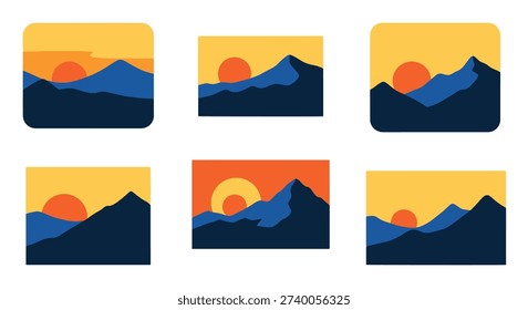 Mountain Sunset Silh creative color composition illustration