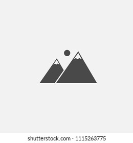Mountain and sunset vector icon