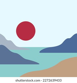 mountain and sunset vector illustration for background,cover,greeting card.