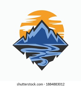mountain with sunset vector illustration template