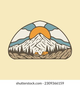 Mountain and sunshine graphic illustration vector art t-shirt design