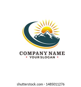 Mountain and Sunshine Natural Logo Concept 