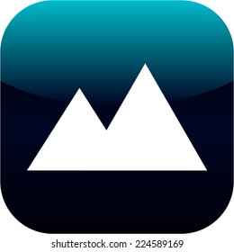 mountain symbol icon or button in blue