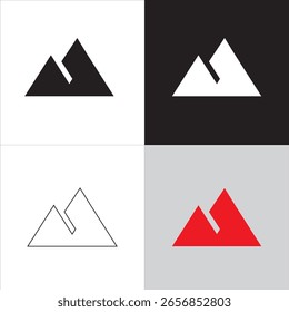 Bergsymbol mit scharfen Spitzen. Perfekt für Natur- und Abenteuerdesigns. Stellt Stärke- und Outdoor-Explorationsthemen dar. Ideal für Logos und Reiseprojekte. Hochwertiges Vektorsymbol für Creati