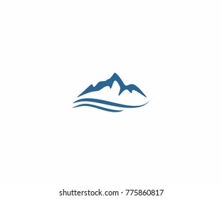 mountain symbol vector.blue color