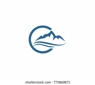 mountain symbol vector.blue color
