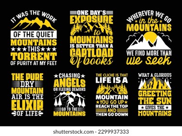 Mountain T shirt Design Bundle, Quotes about Traveling, Adventure T shirt, Hiking, Camping typography T shirt design Collection
