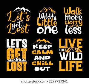Mountain T shirt Design Bundle, Quotes about Traveling, Adventure T shirt, Hiking, Camping typography T shirt design Collection