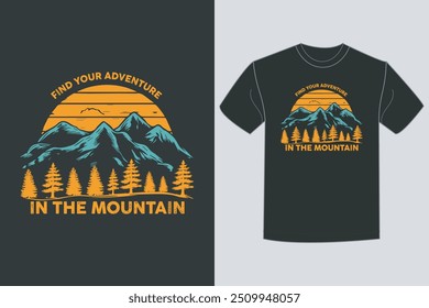 Diseño de camiseta de montaña, Vector, Ilustración