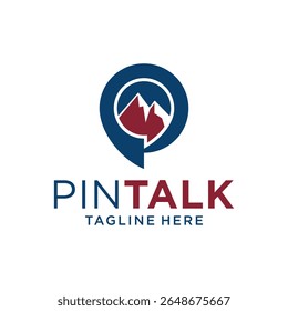 mountain talk podcast logo design with letter P