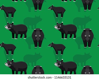 Mountain Tapir Cartoon Background Seamless Wallpaper