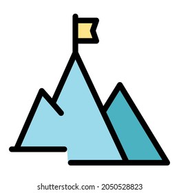 Mountain target icon. Outline mountain target vector icon color flat isolated