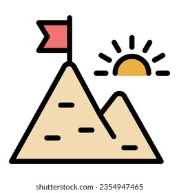Mountain target icon outline vector. Social help. Review target color flat