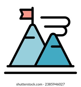 Mountain target icon outline vector. Company trust. Care human color flat