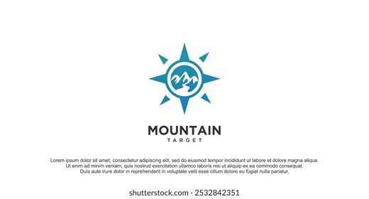 Diseño de logotipo de Vector de icono de Mountain Target con concepto creativo Vector de Premium