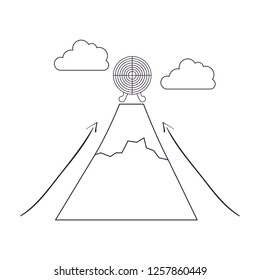 mountain with target shooting isolated icon