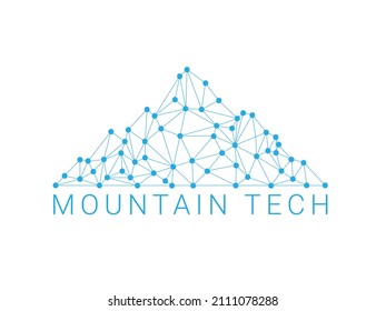 Mountain Tech Technology Polygonal Geometric Unique Logo Design concept.