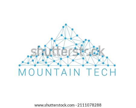 Mountain Tech Technology Polygonal Geometric Unique Logo Design concept.