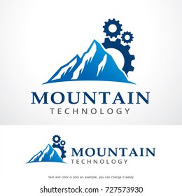 Mountain Technology Logo Template Design Vector, Emblem, Design Concept, Creative Symbol, Icon