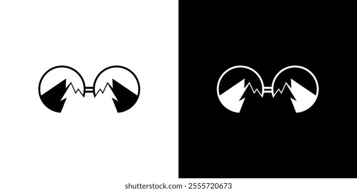 mountain and telescope vector logo